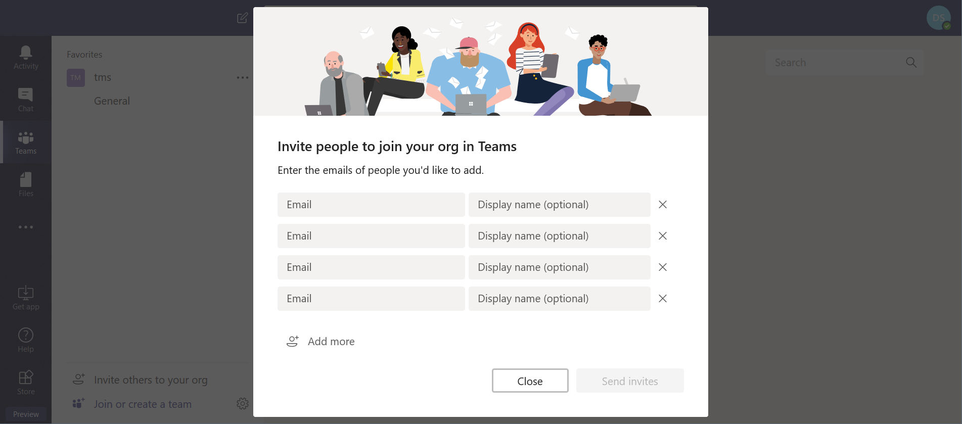 Invite team members to Teams.