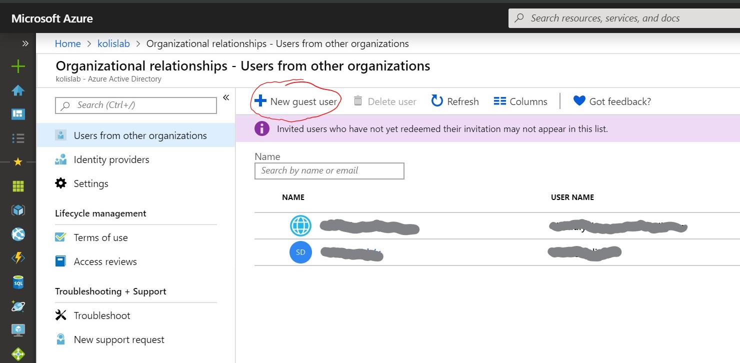 Azure AD - New guest user